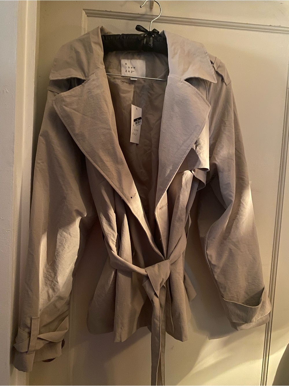 a new day Light Taupe Tie-Waist Trench Coat